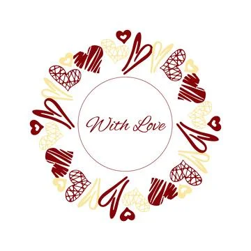Circular heart frame with lettering Stock Illustration