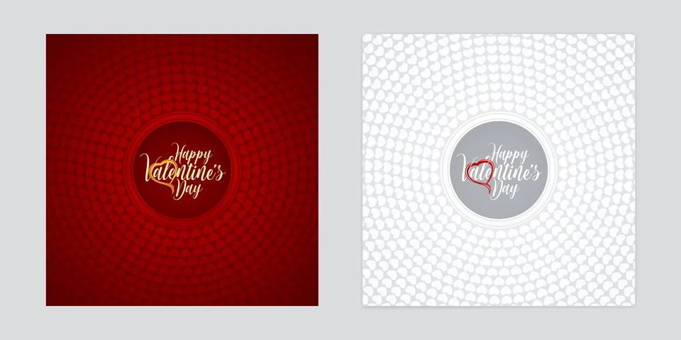 Circular Heart Shapes Patterned Valentines Day Backgrounds Stock Illustration