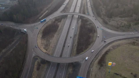 Circular highway interchange aerial view, Sweden Vídeo Stock 330794711