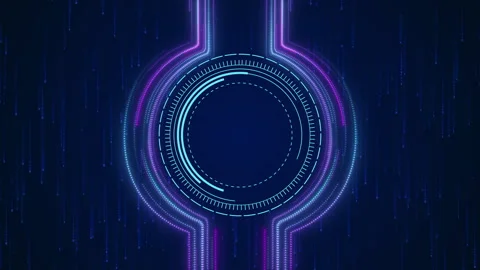 Circular hud data with binary code glowing ring display grid Stock-Footage 347189898