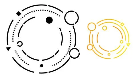Circular HUD elements, abstract tech rings, digital interface vector イラスト素材