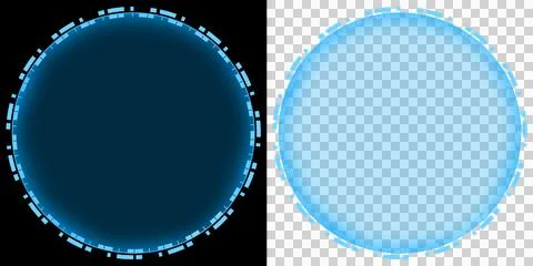 Circular HUD Panel with Segmented Digital Ring Border Futuristic Blue Stock Illustration
