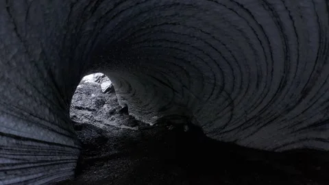 Circular Ice Cave with patterns, Tierra del Fuego Argentina, near Ushuaia Stock Footage 210165821