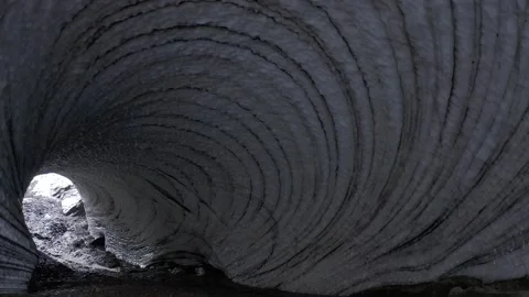 Circular Ice Cave with patterns, Tierra del Fuego Argentina, Ushuaia, trackback Stock Footage 210167436