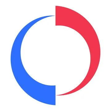 Circular icon balance hot cold dual opposing curved segments Stock Illustration
