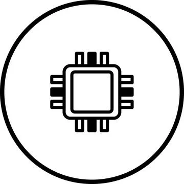 Circular Icon of a Microchip Silhouette for Technology and Engineering Design Stock Illustration
