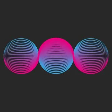 Circular infinity pattern logo from a three circles in horizontal row, sphe.. Stock Illustration