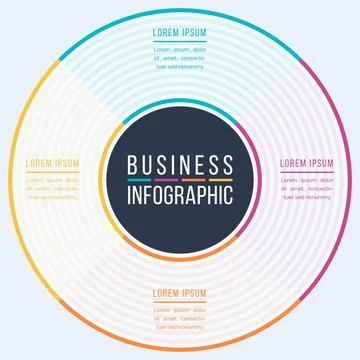 Circular Infographic Business Design 4 Options 库存插图