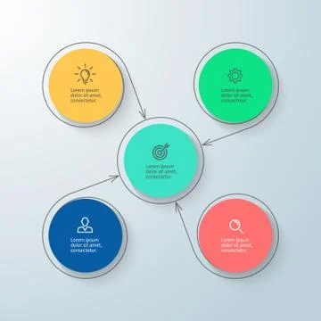 Circular infographic with central element. Minimalistic diagram. Stock Illustration