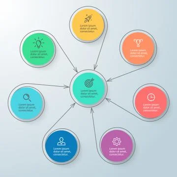 Circular infographic with central element. Minimalistic diagram. Stock Illustration