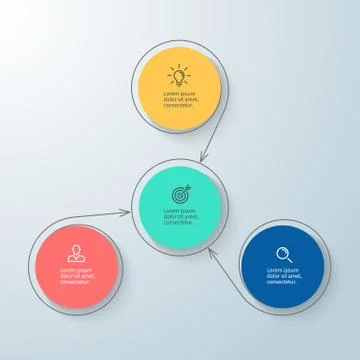 Circular infographic with central element. Minimalistic diagram. Stock Illustration