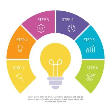Circular infographic template divided on sections to visualize stages. Stock Illustration