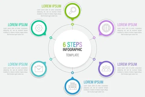 Circular infographic template divided on sections to visualize stages. Stock Illustration
