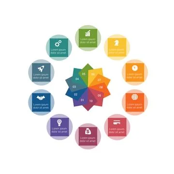 Circular Infographics for  10 positions Stock Illustration