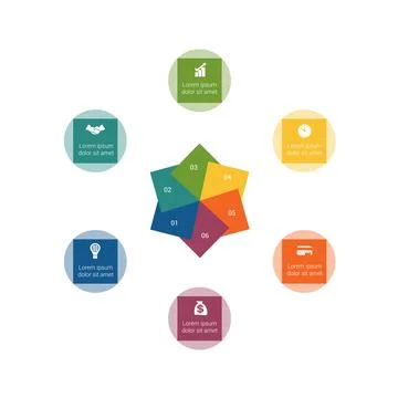 Circular Infographics for 6 positions Stock Illustration