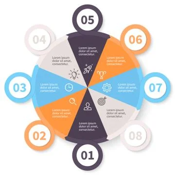 Circular infographics with number options. Stock Illustration