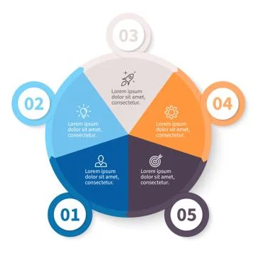 Circular infographics with number options. Stock Illustration