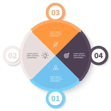 Circular infographics with number options. Stock Illustration