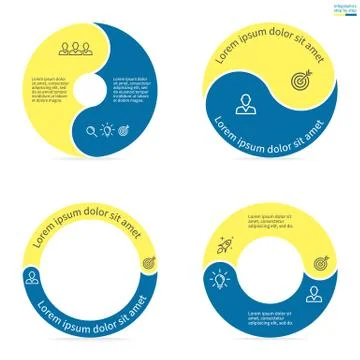 Circular infographics with rounded colored sections. Stock Illustration