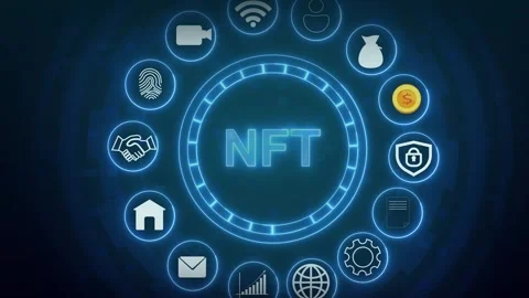 Circular interface animation with non fungible token nft layout. Circular i.. Stock Footage 341127851