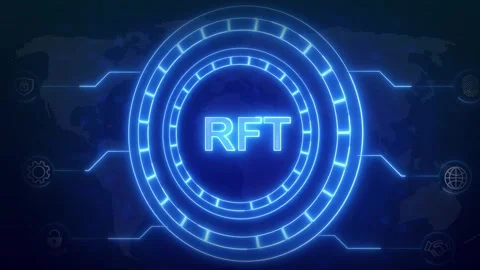 Circular interface animation with rft acronym hud layout. Circular interfac.. Stock Footage 341127873