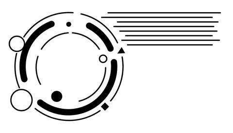 Circular interface graphic, tech dial with lines, data stream illustration Stock Illustration