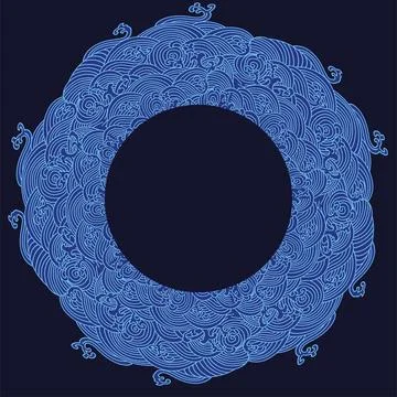 Circular Japanese wave seamless pattern background vector Stock Illustration