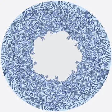 Circular Japanese wave seamless pattern background vector Illustrazione stock