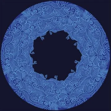 Circular Japanese wave seamless pattern background vector 스톡 일러스트