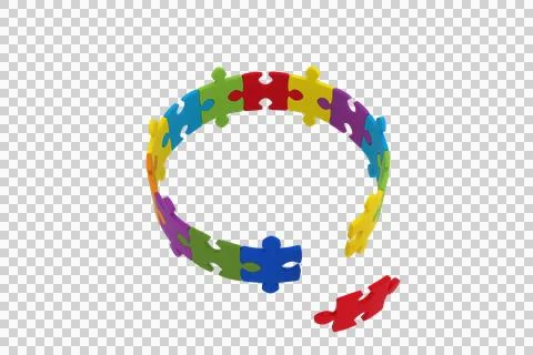 Circular jigsaw puzzle on white background 스톡 일러스트