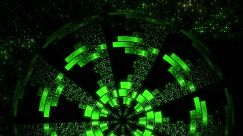 A circular kaleidoscope of equalizers. Abstract animation. For a concert scene Stock Footage 158902444