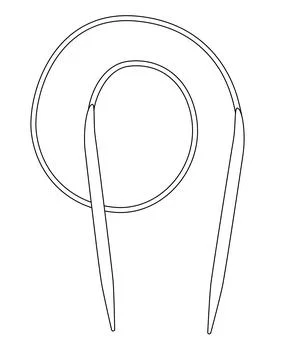 Circular knitting needles. A cable needle is a special type of double-pointed Ilustración de archivo