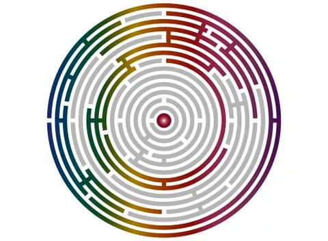 Circular labyrinth abstract, logic puzzle Stock Illustration