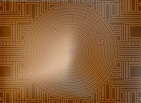 Circular labyrinth background, gold antique Stock Illustration