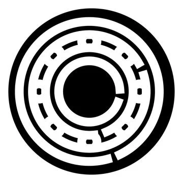 Circular labyrinth graphic finding solution or challenge Ilustración de archivo