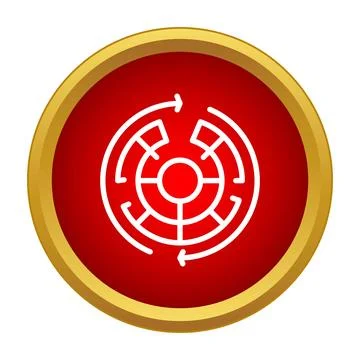 Circular labyrinth maze path finding challenge icon Stock Illustration