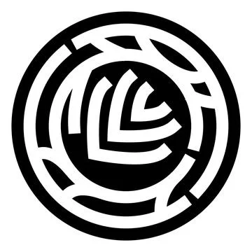 Circular labyrinth pattern creating a solvable puzzle game イラスト素材