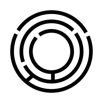 Circular labyrinth symbol representing complex problem solving journey Stockillustratie