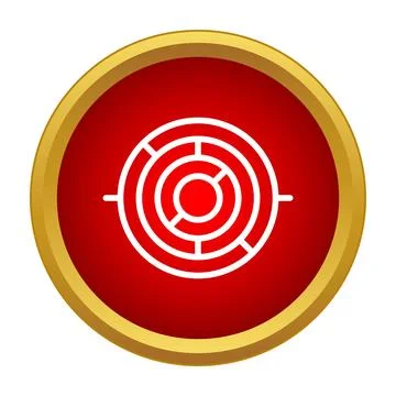 Circular labyrinth target finding solution path concept Stock Illustration
