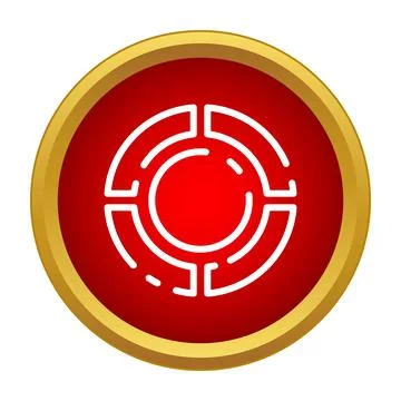 Circular labyrinth target icon on red button Ilustração Stock