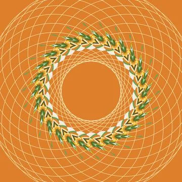 Circular lace border in soft grey, parchment, burnt orange, moss green, dark ear Stock Illustration