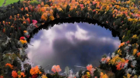 Circular Lake in the Fall Stock Footage 123510989