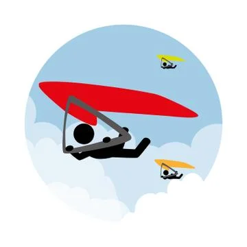 Circular landscape with man in paragliding Stock Illustration