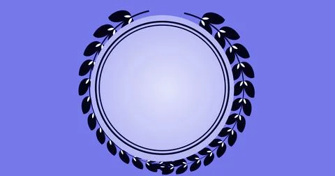 Circular Laurel Wreath Frame on a Colorful Background. Elegant award-style .. 스톡 일러스트