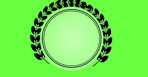 Circular Laurel Wreath Frame on a Colorful Background. Elegant award-style .. 스톡 일러스트