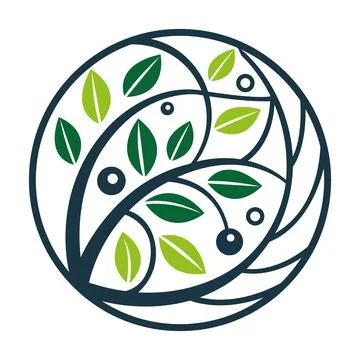 Circular Leaf Branch vector Logo Design Eco Nature Icon Stock Illustration