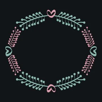 Circular leafs crown frame boho style Illustrazione stock