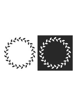 Circular Leafy Wreath Decorative Botanical Frame Stock Illustration