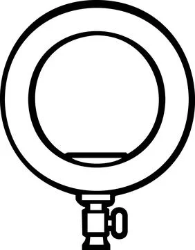 Circular LED ring light mount line art icon Stock Illustration