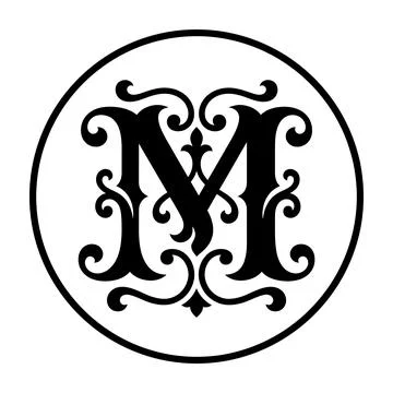 Circular Letter M Logo with Infinity Symbol Modern Emblem Design Stock Illustration
